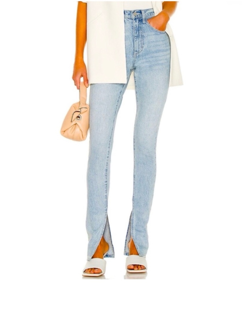 WeWoreWhat Light Blue Stiletto Slit Skinny Jeans